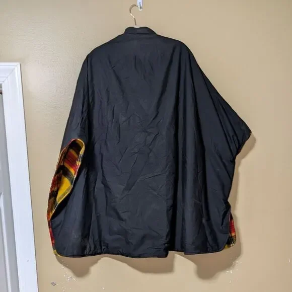 Vintage cape wool reversible plaid heritage cloak retro costume OSFM FLAW